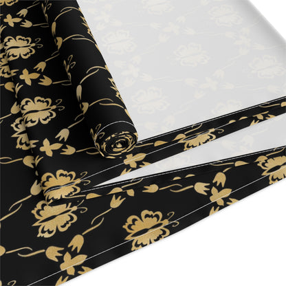 Black Gold Table Runner, Elegant Table Decoration, Modern Holiday Table Cloth