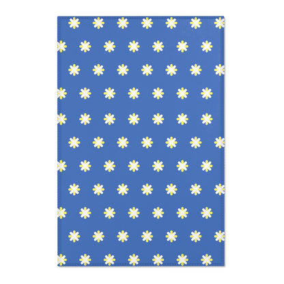 Blue Daisy Area Rug, Room Decor, Floral Minimalist Rug, Cute Unique Accent Rug