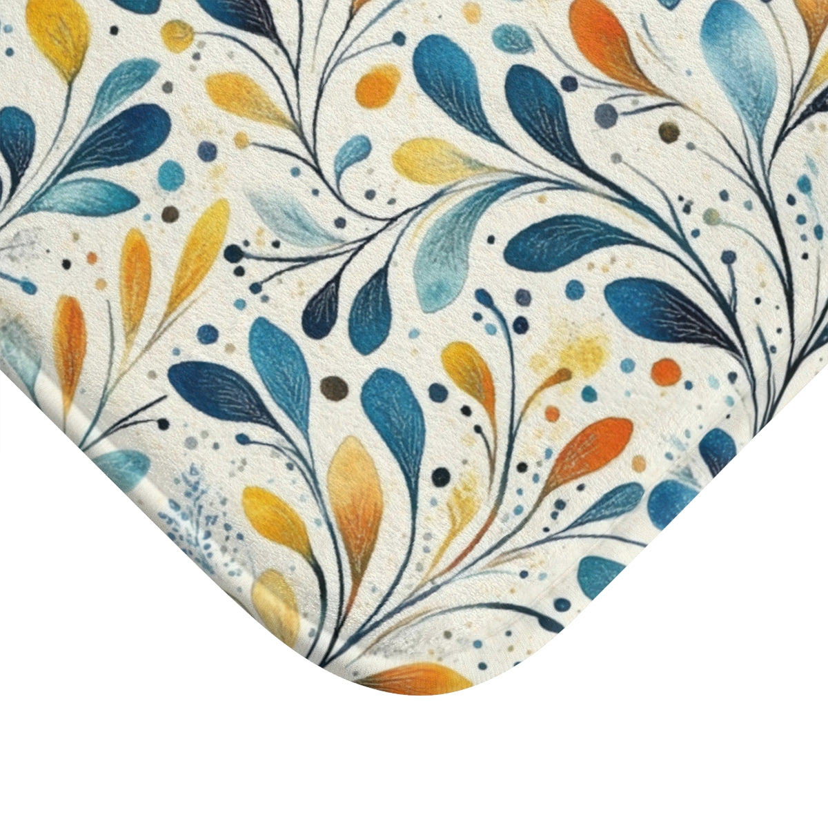 Abstract Blue and Orange Floral Leaves Pattern