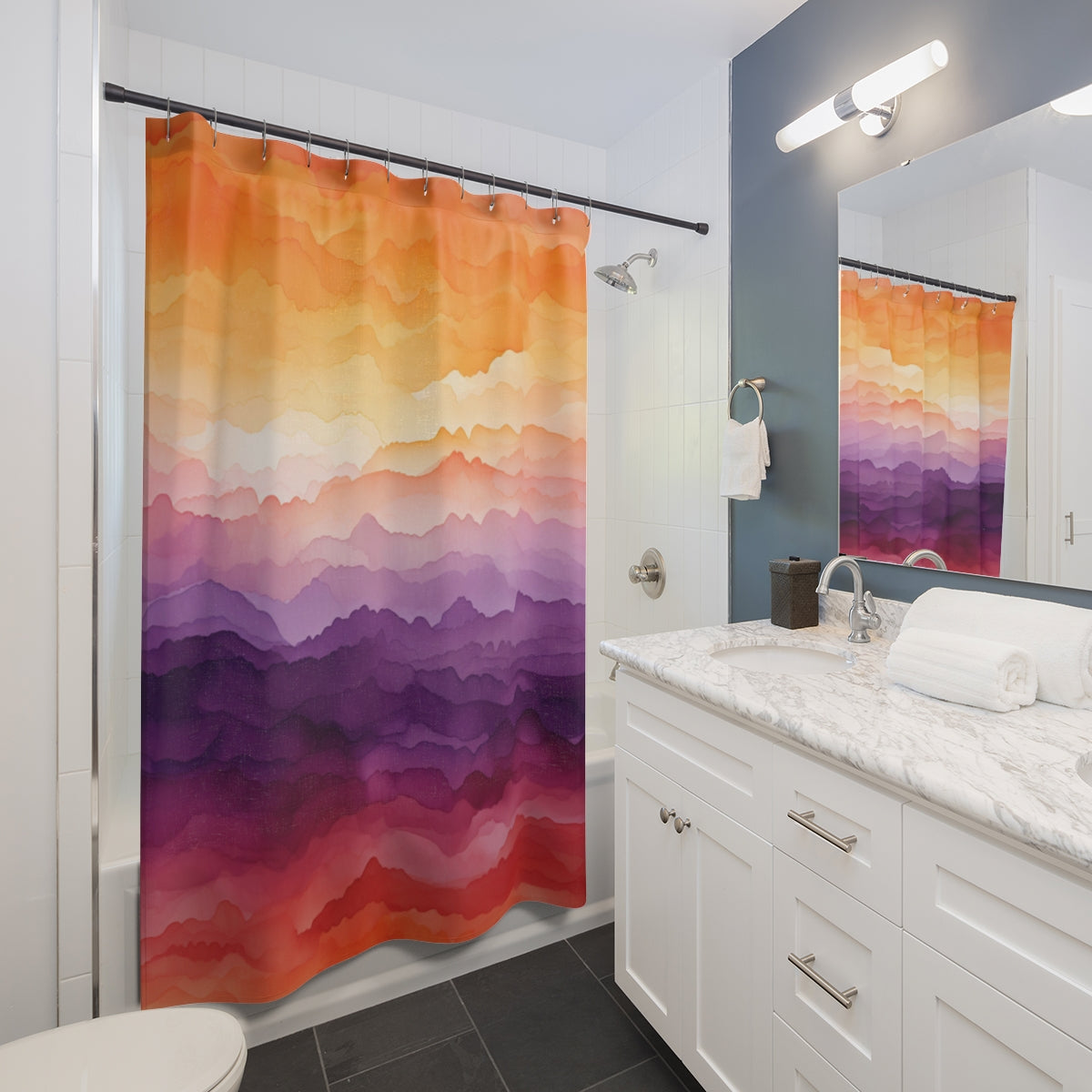Colorful Ombre Mountain Design Shower Curtain