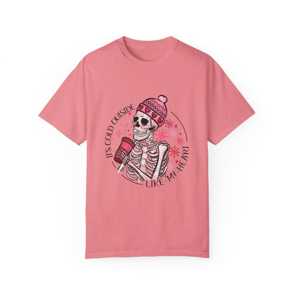 Valentine Skeleton Cold Like My Heart Graphic Tee Shirt Goth Valentine Shirt