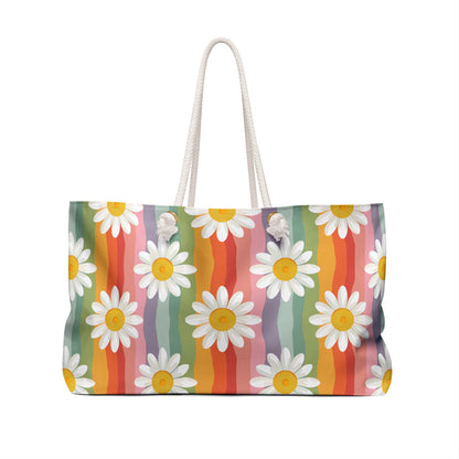 Daisy Weekender Bag, Floral weekender Bag, Rainbow Weekend Bag, Beach Bag Overnight Bag