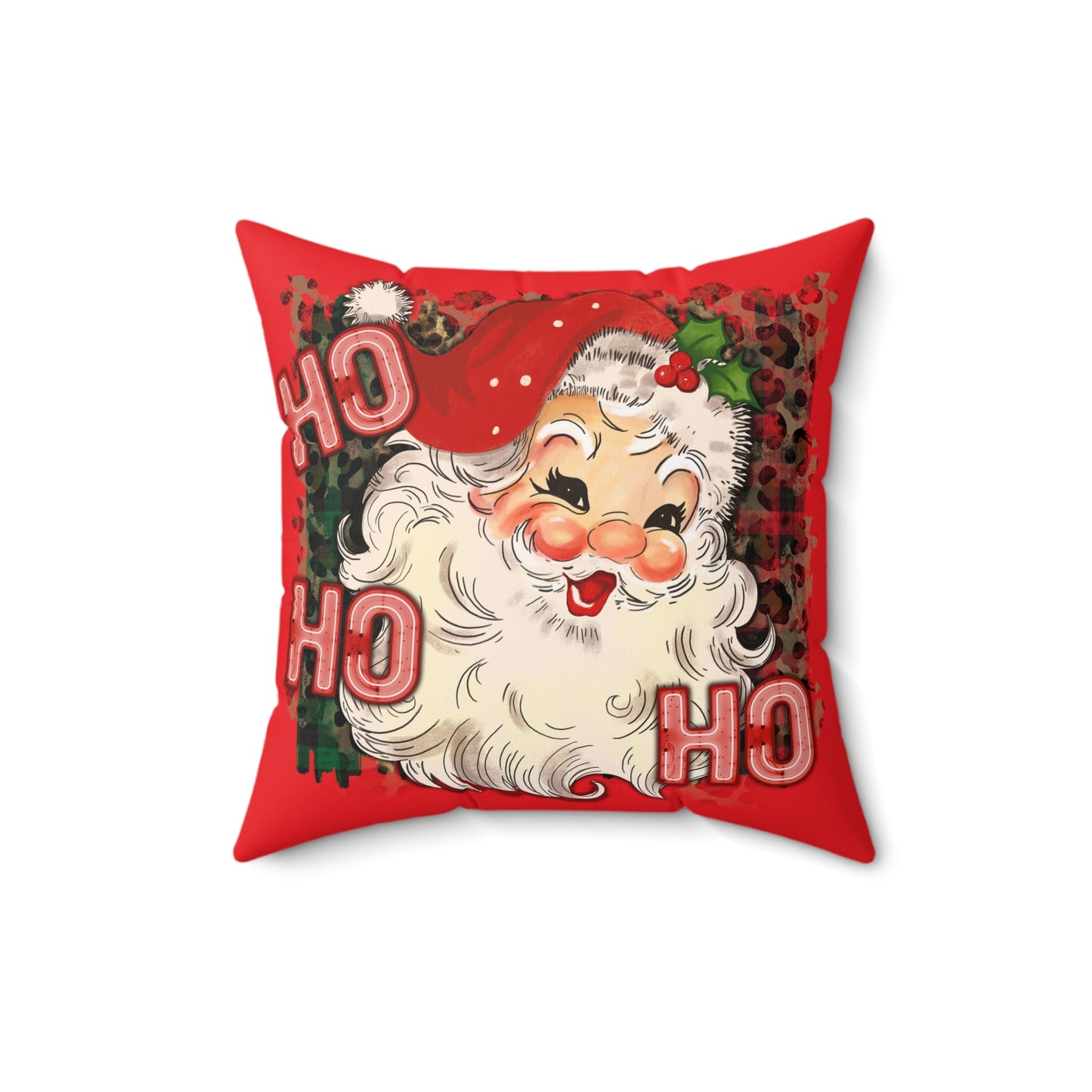 Retro Santa Pillow, Santa Pillow Cover, Cute Christmas Throw Pillow Cover, 18x18 Holiday Square Pillow