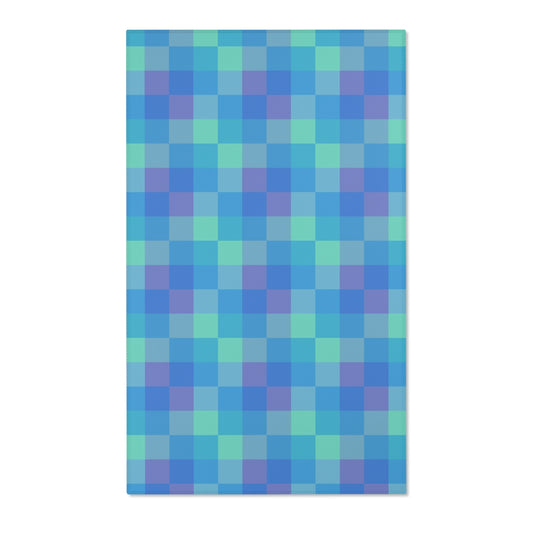 Blue Geometric Area Rug, Room Decor, Minimalist Rug, Cute Unique Accent Rug