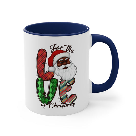 Black Santa Coffee Mug, African American Christmas Accent Coffee Mug, 11oz,