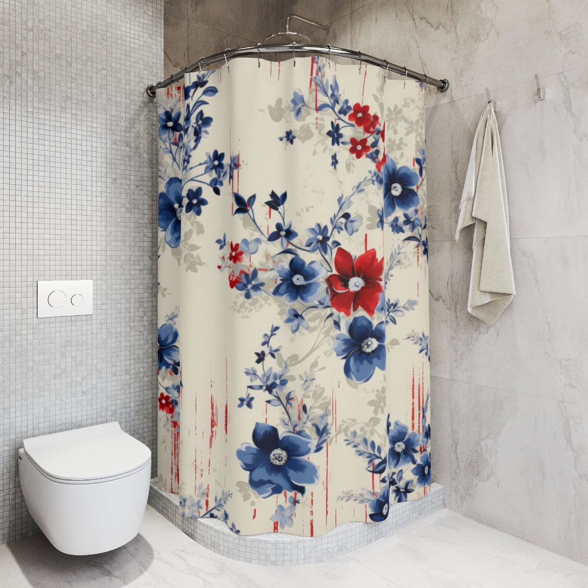 Elegant Floral Design Shower Curtain for Your Bathroom