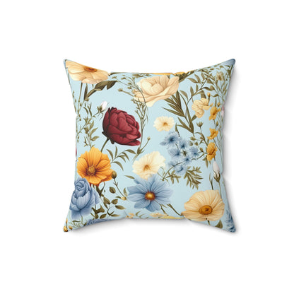 Floral Cottagecore Pillow and Pillow Cover, Polyester Square Pillow