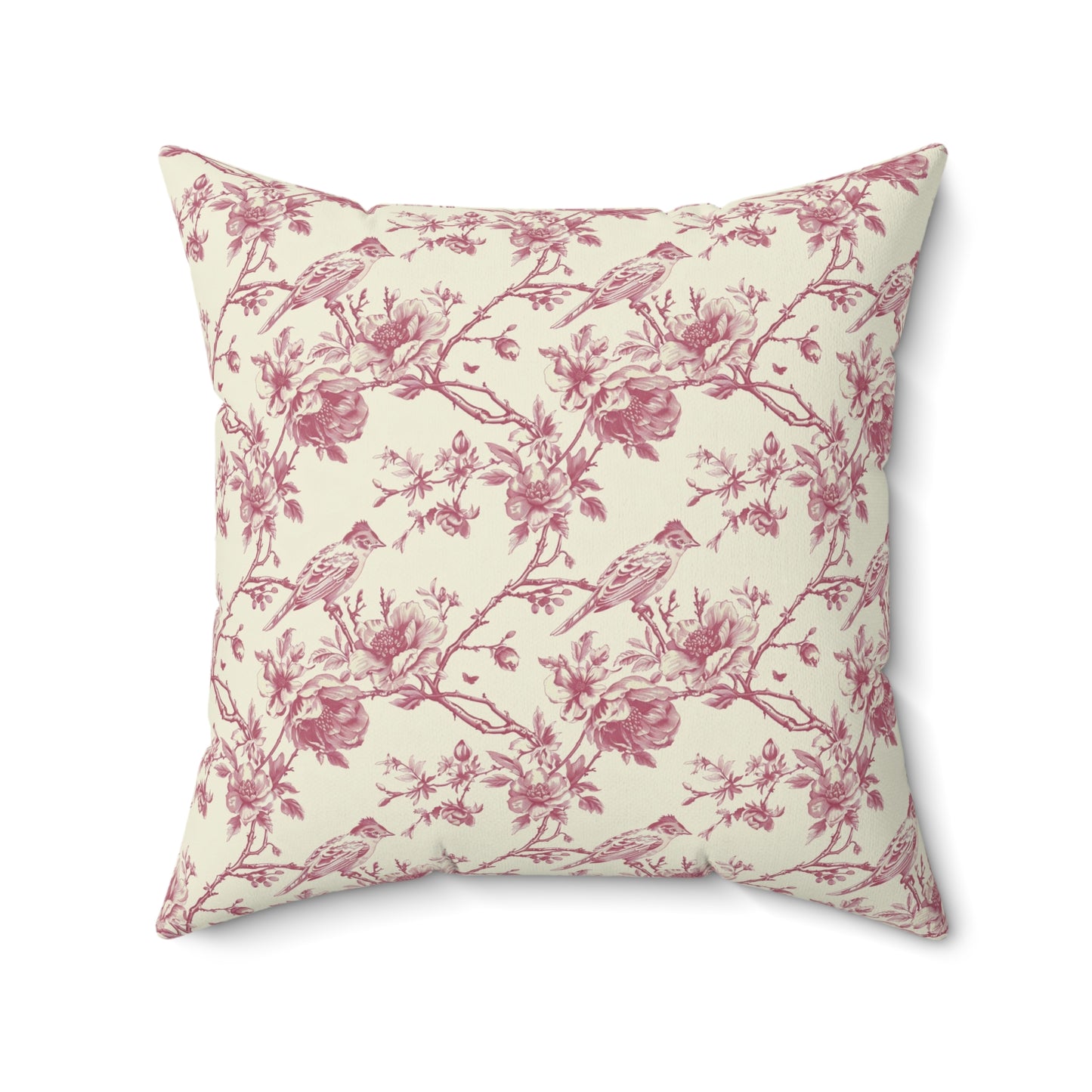 Pink Floral Toile Throw Pillow, Decorative Accent Pillow Floral Coquette Throw Pillow Cover
