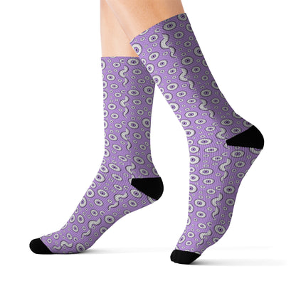 purple eyeball goth socks cool fun sublimation socks