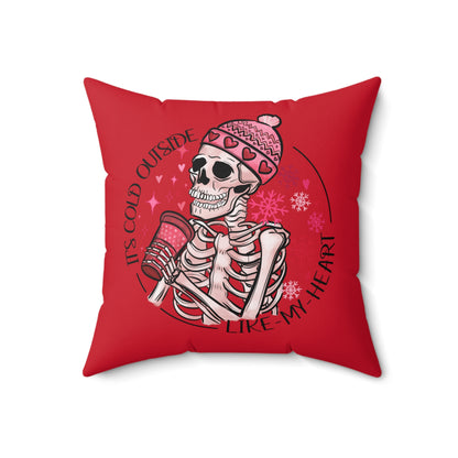 Valentine Skeleton Throw Pillow, Coffee Skeleton Red Throw Pillow Cover, Pillow for Couch,