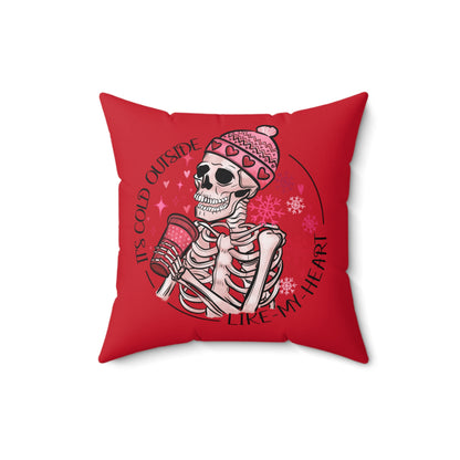 Valentine Skeleton Throw Pillow, Coffee Skeleton Red Throw Pillow Cover, Pillow for Couch,