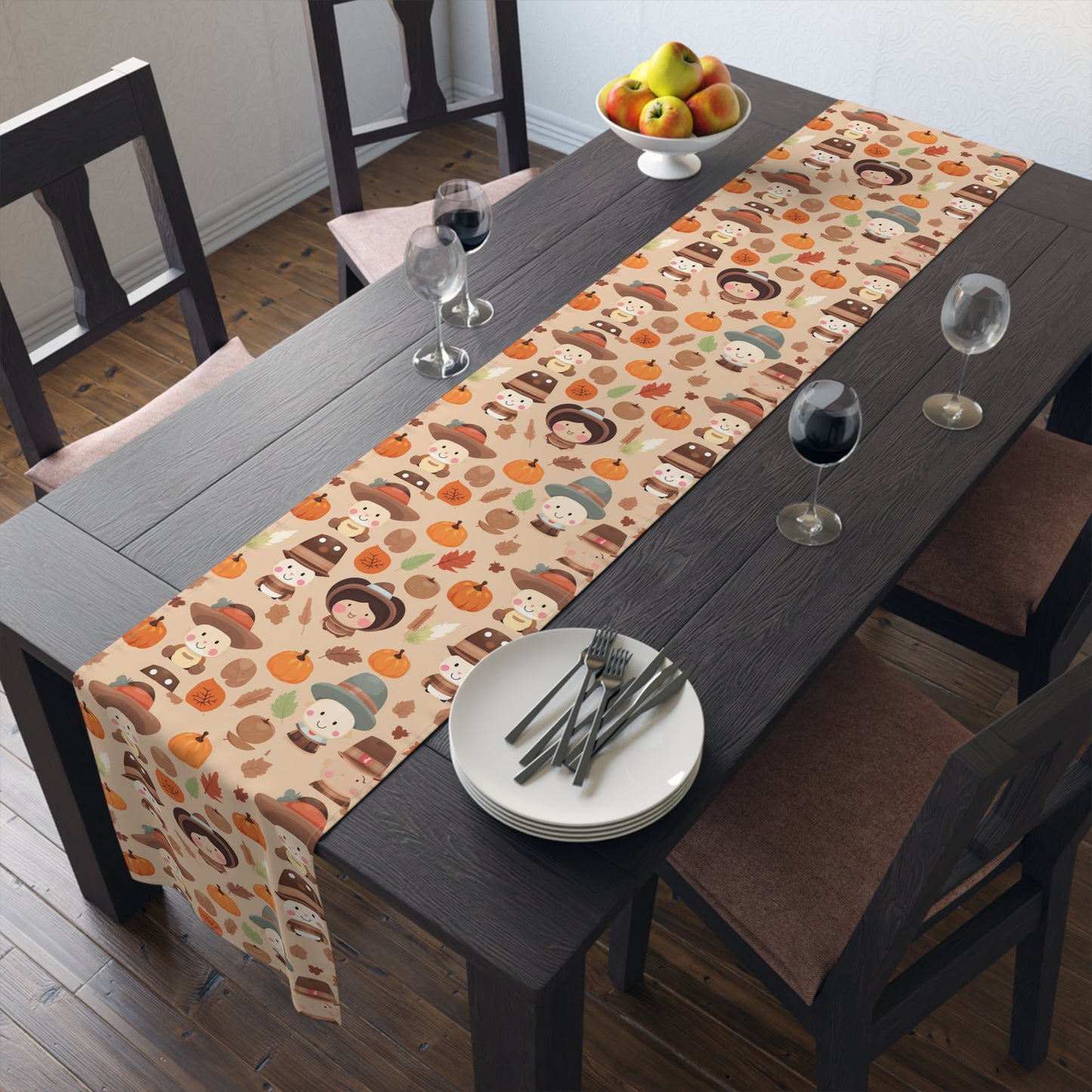 Cute Fall Table Runner, Kawaii Table Decoration, Holiday Table Cloth Modern