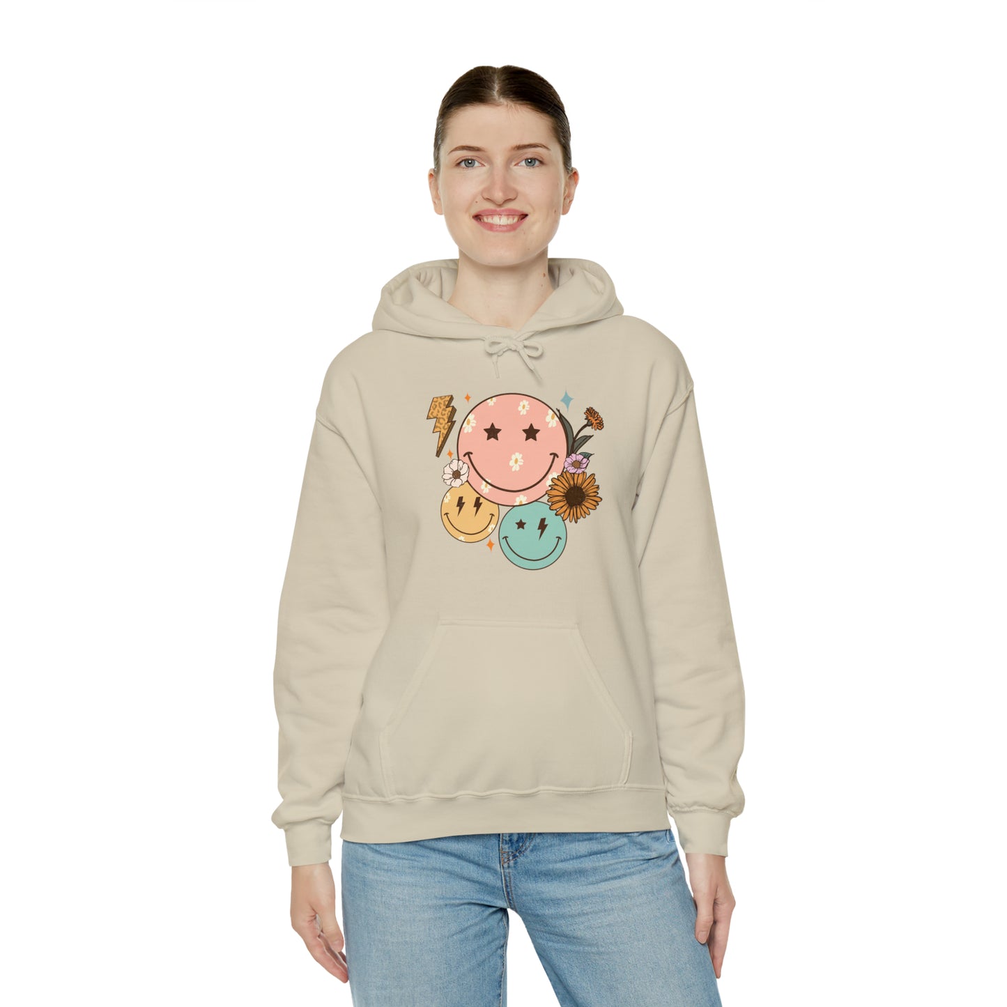Cool Retro Happy Face Hoodie Sweatshirt Streetwear Unisex Hooded Sweatshirt