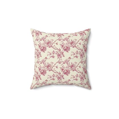 Pink Floral Toile Throw Pillow, Decorative Accent Pillow Floral Coquette Throw Pillow Cover