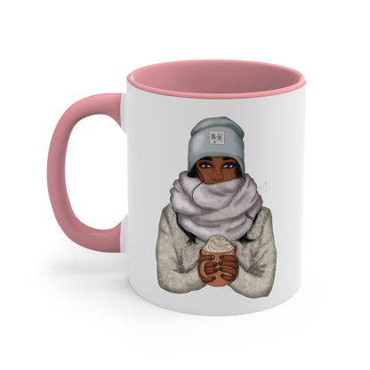 African American Woman Holding a Cup of Coffee Accent Coffee Mug, 11oz
