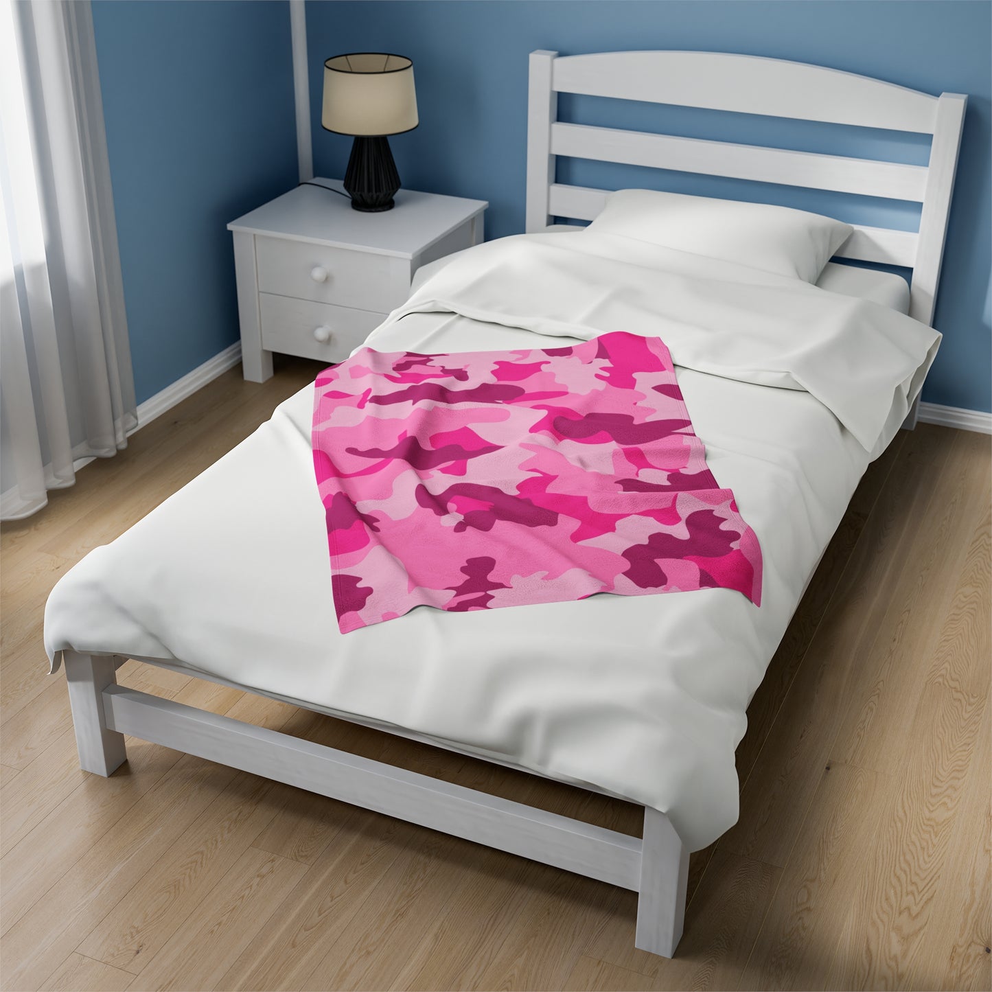 Pink Camouflage Velveteen Plush Blanket, Cozy Warm Throw Blanket