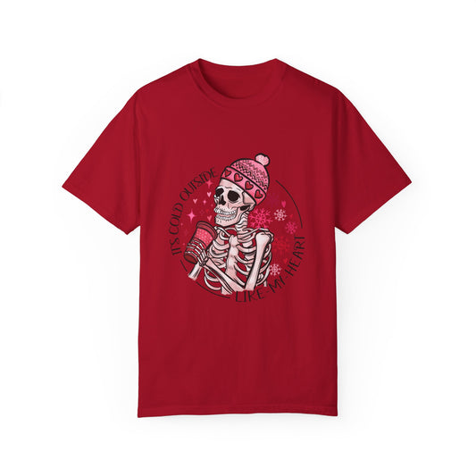 funny valentine skeleton shirt, cold like my heart, goth valentine graphic tee