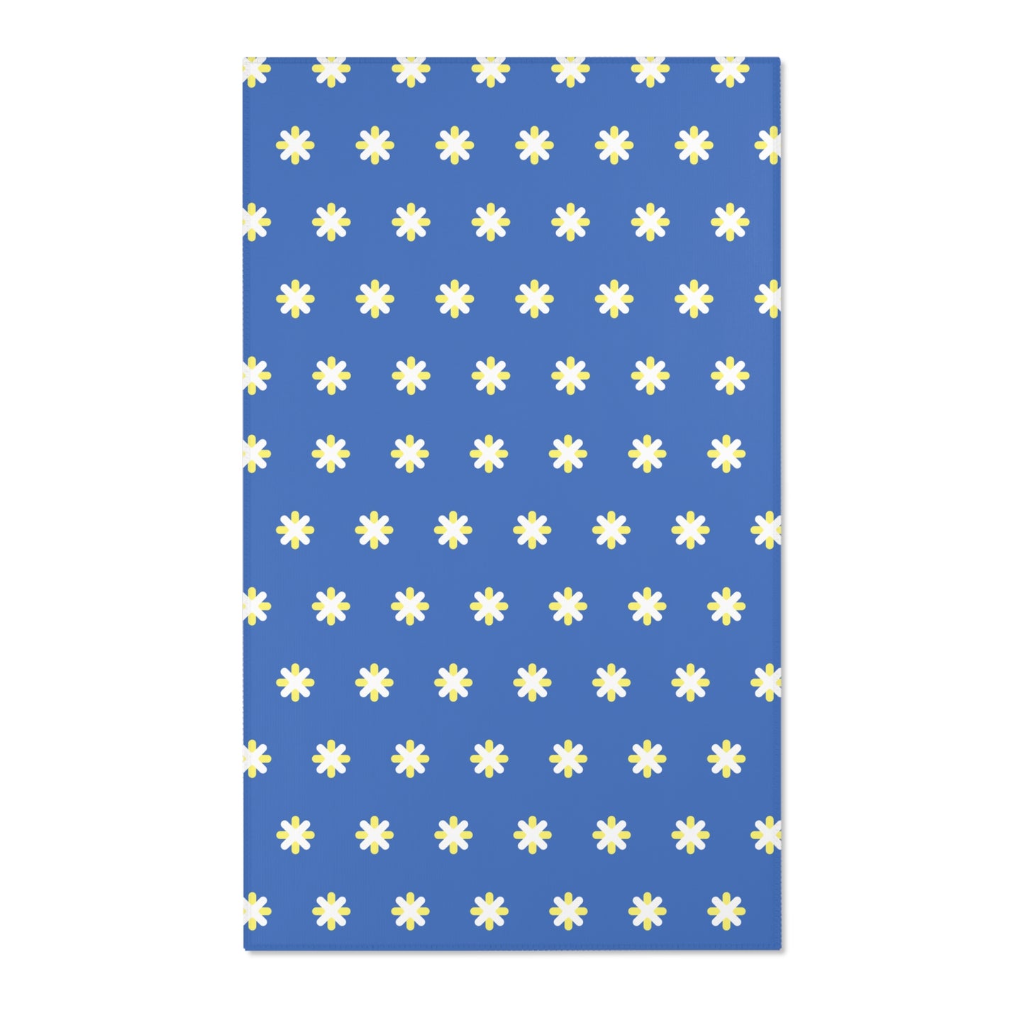 Blue Daisy Area Rug, Room Decor, Floral Minimalist Rug, Cute Unique Accent Rug