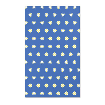 Blue Daisy Area Rug, Room Decor, Floral Minimalist Rug, Cute Unique Accent Rug