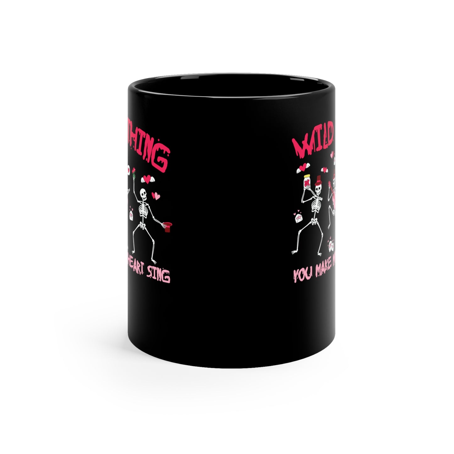 Dancing Valentine Skeletons Coffee Mug, Wild Thing, Funny Goth Valentine Cup