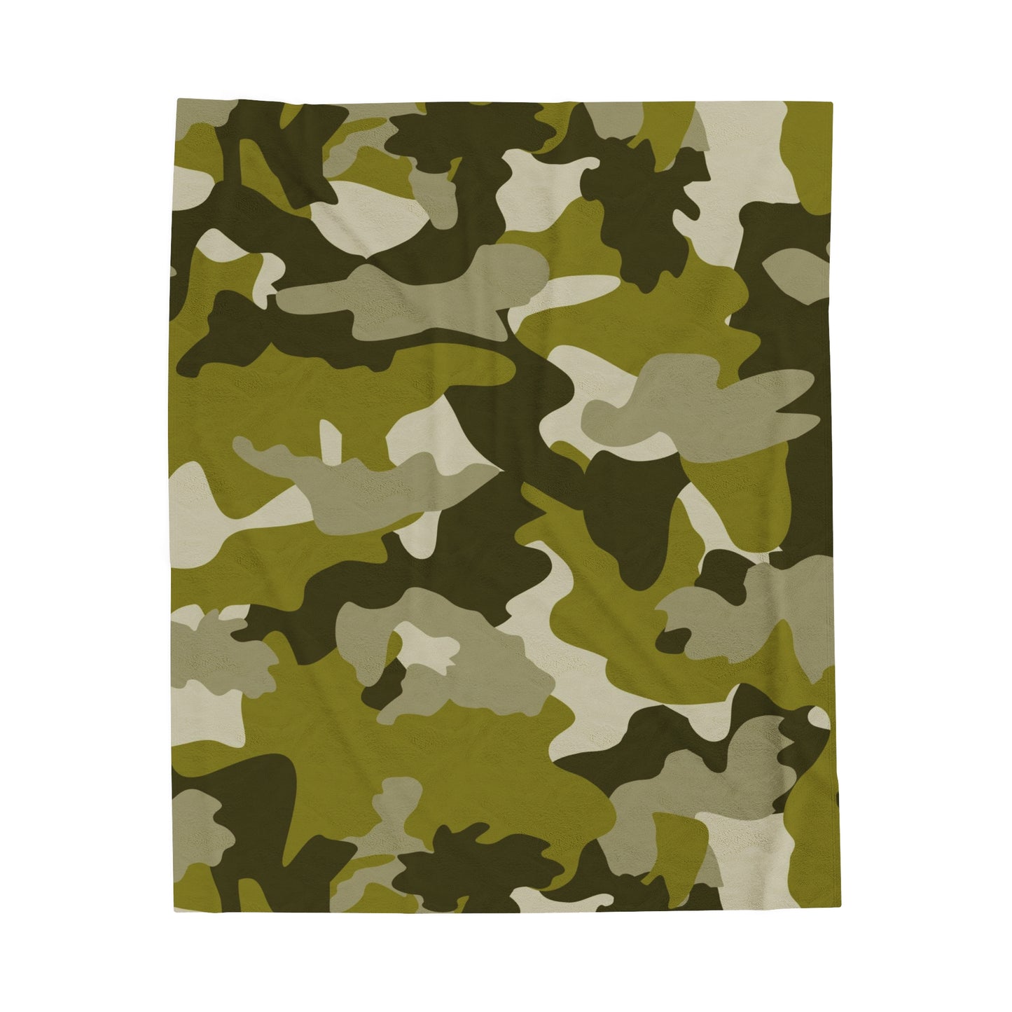 Green Camouflage Velveteen Plush Blanket, Cozy Warm Throw Blanket