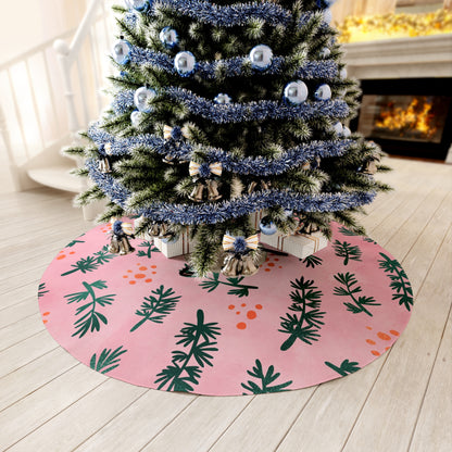 Pink Christmas Tree Skirt, Seasonal Decor Christmas, Round Tree Skirt,