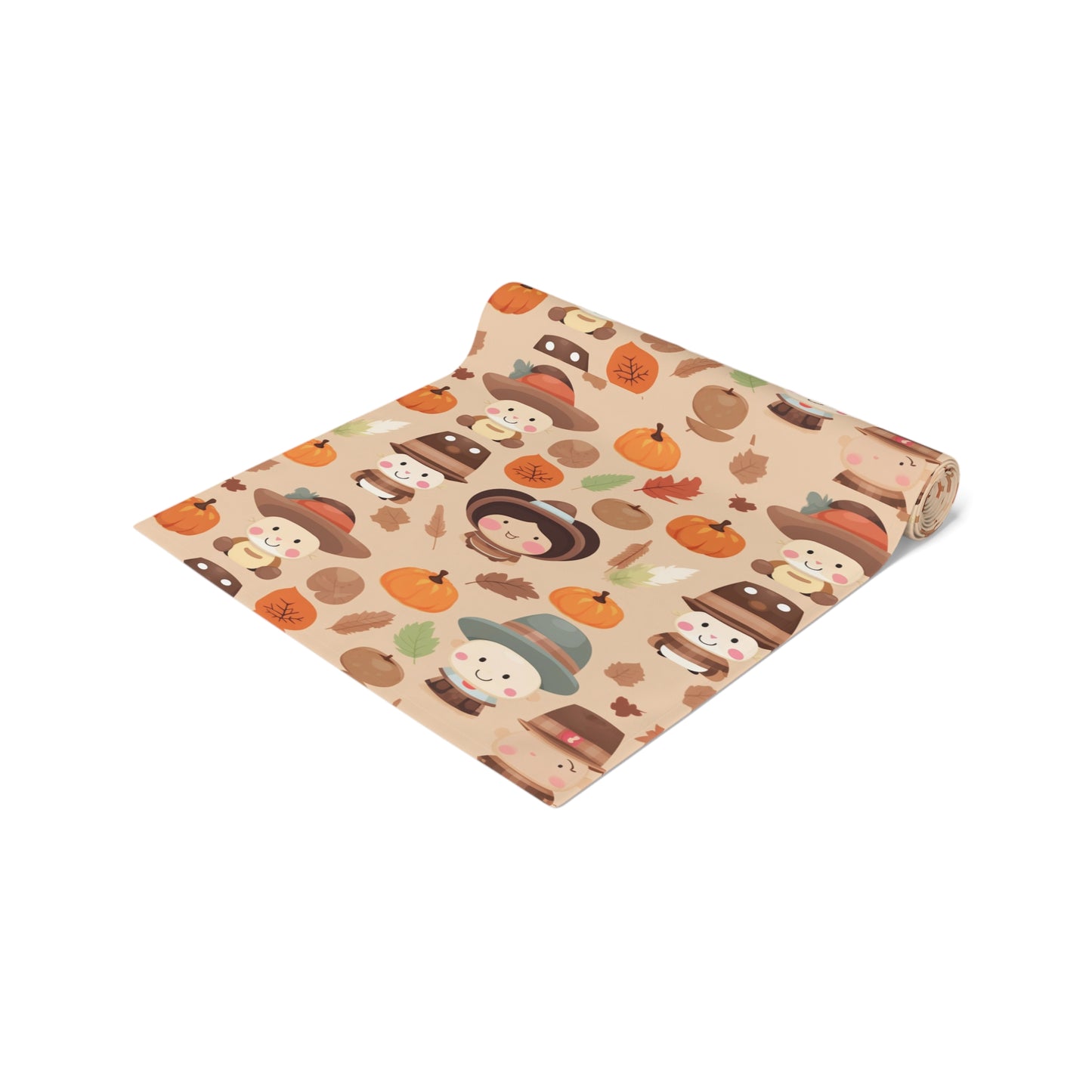 Kawaii Table Runner, Cute Thanksgiving Table Decoration, Holiday Table Cloth,