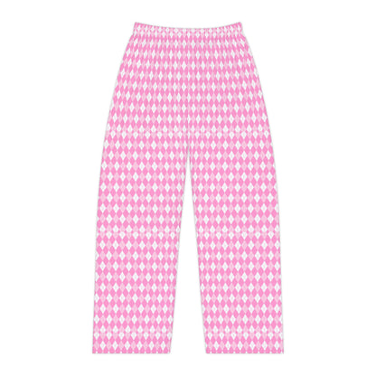 Pink Argyle Women's Pajama Pants, Cute PJ Pants
