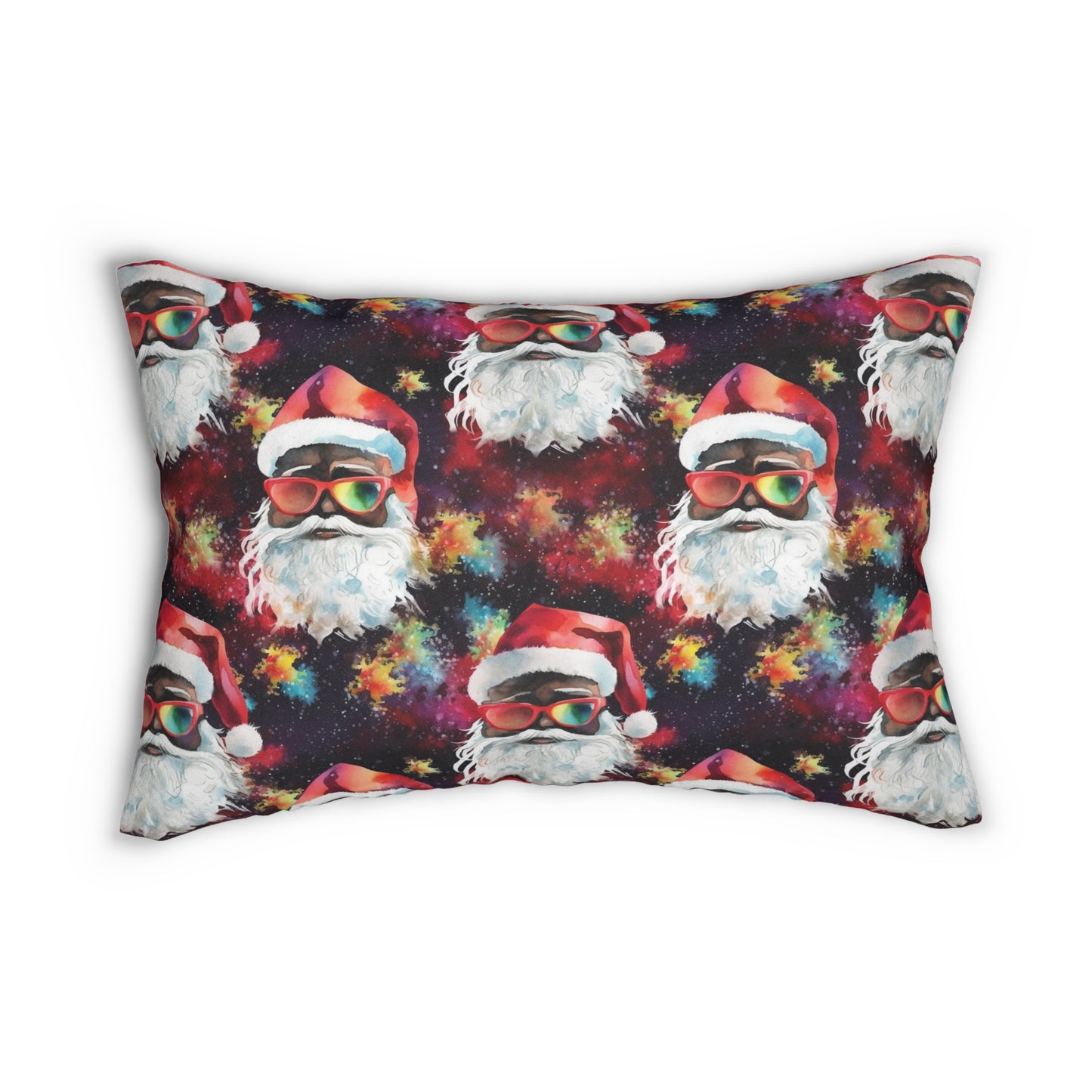 Black Santa Lumbar Pillow, Cool Cute Christmas Couch Holiday Pillow Cover