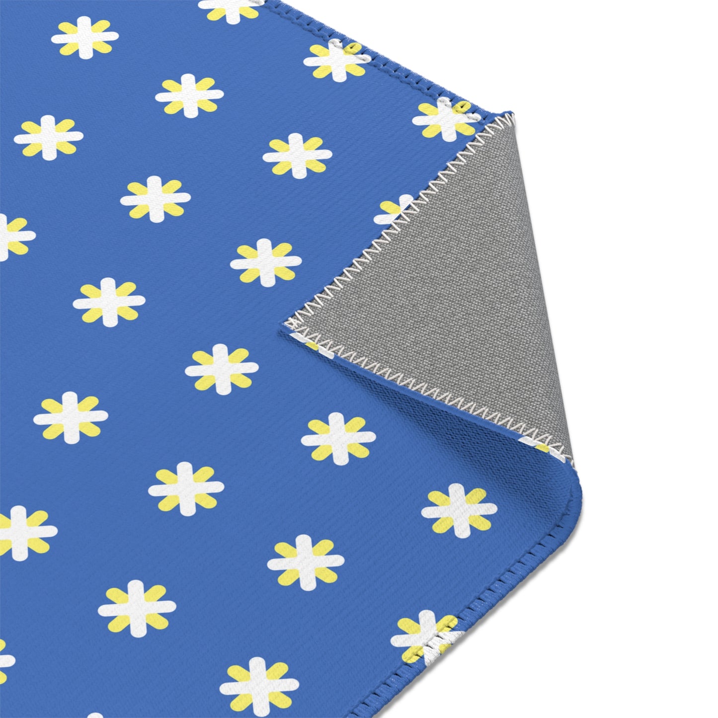 Blue Daisy Area Rug, Room Decor, Floral Minimalist Rug, Cute Unique Accent Rug