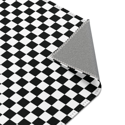 Black and White Checkered Area Rug, Cute Living Room Rug, Minimalist Rug