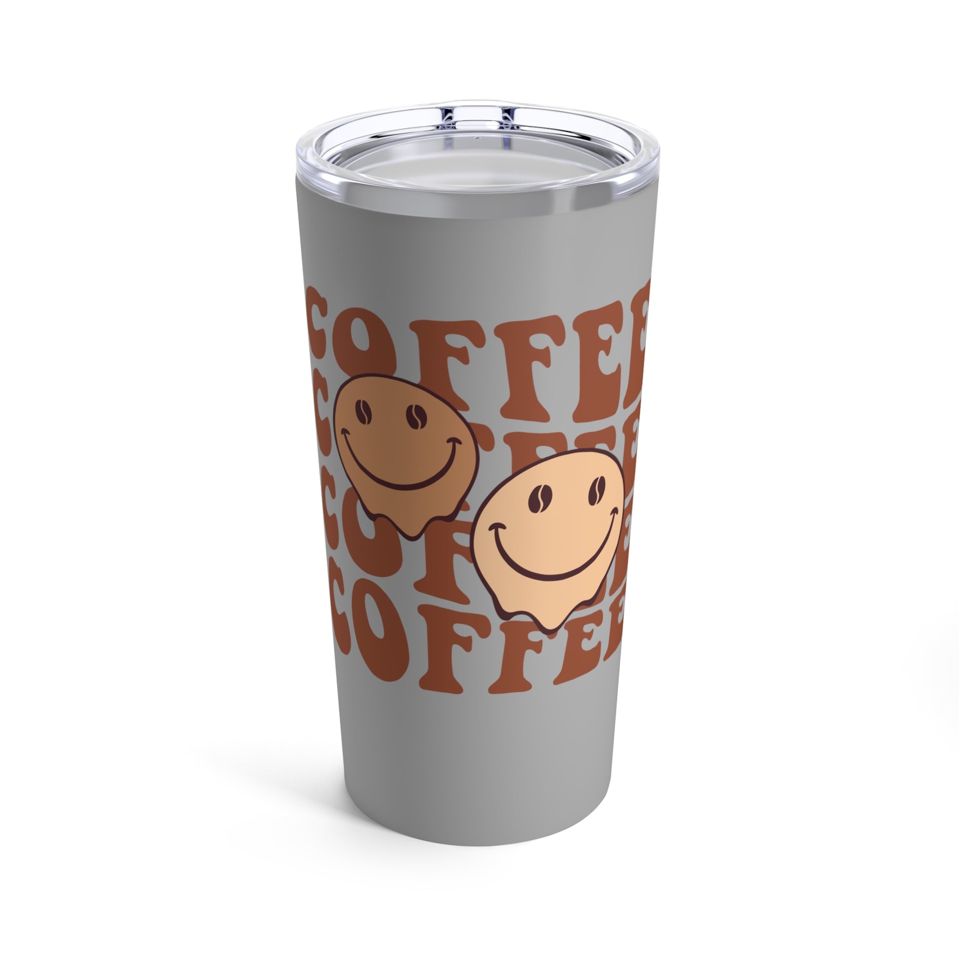 gray smiley happy face travel  tumbler