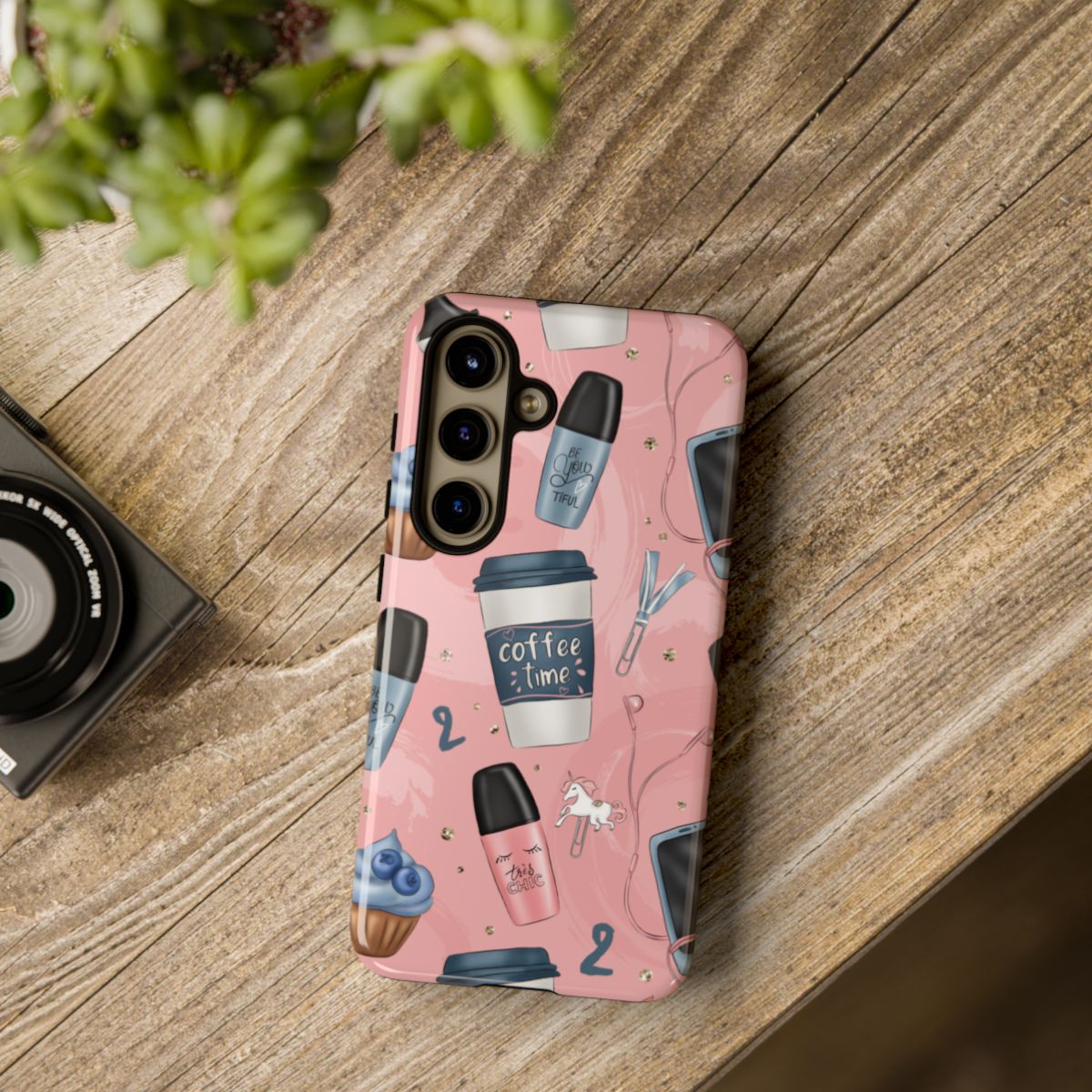 Stylish Pink Coffee Time Phone Case Details