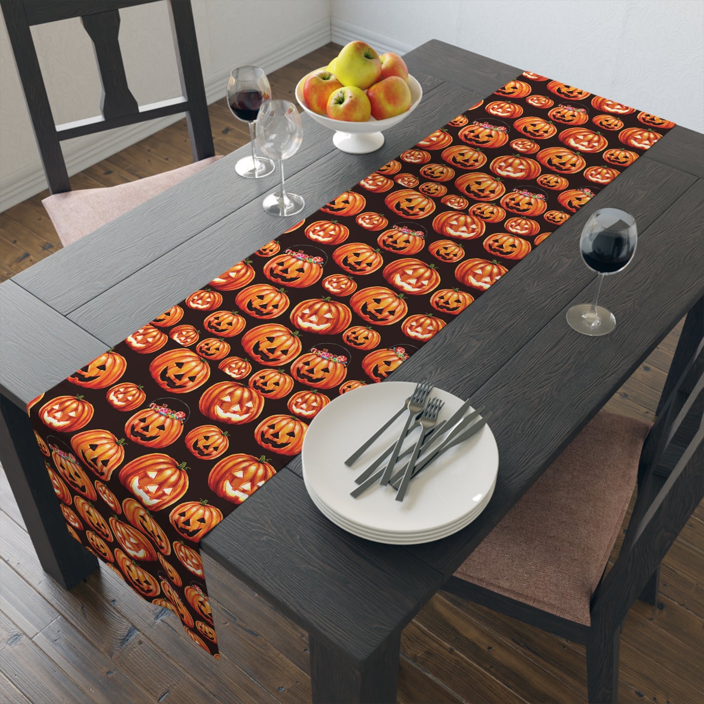 Halloween Pumpkins Table Runner, Holiday Table Cloth Cute Table Decor