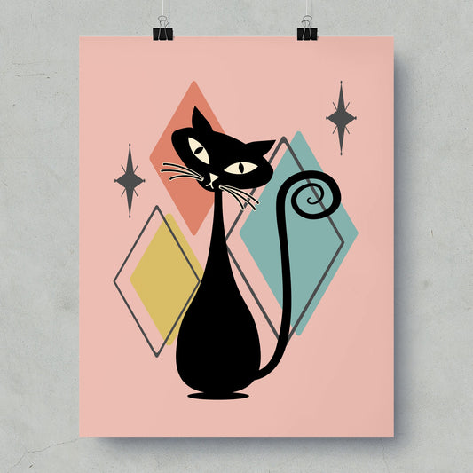 Mid Century Modern Black Cat Wall Art product type