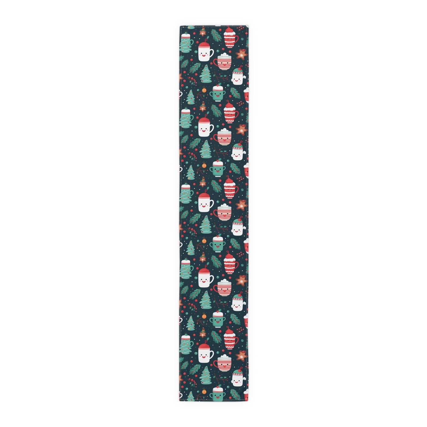 Kawaii Christmas Table Runner, Cute Holiday Decoration, Table Cloth Decor