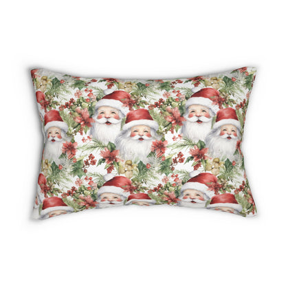 Santa Lumbar Pillow, Christmas Lumbar Pillow, Holiday  Couch Pillow Cover