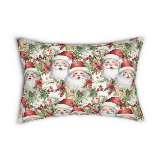 Santa Lumbar Pillow, Christmas Lumbar Pillow, Holiday  Couch Pillow Cover