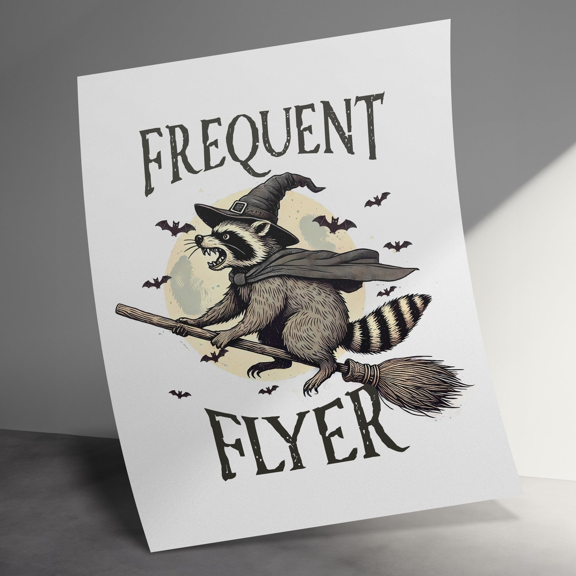 The cool raccoon halloween frequent flyer poster product