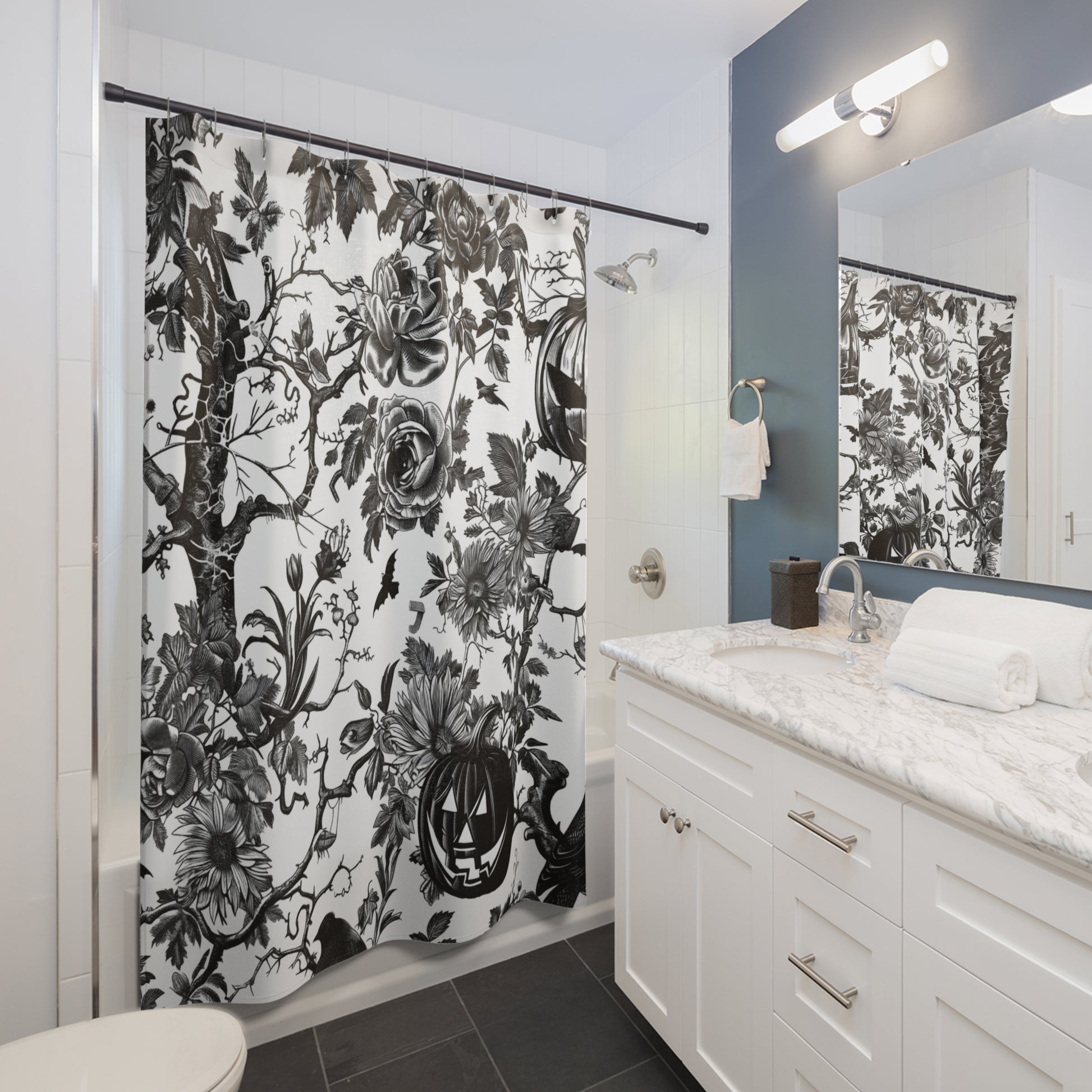 Gothic Floral Patterned Shower Curtain product