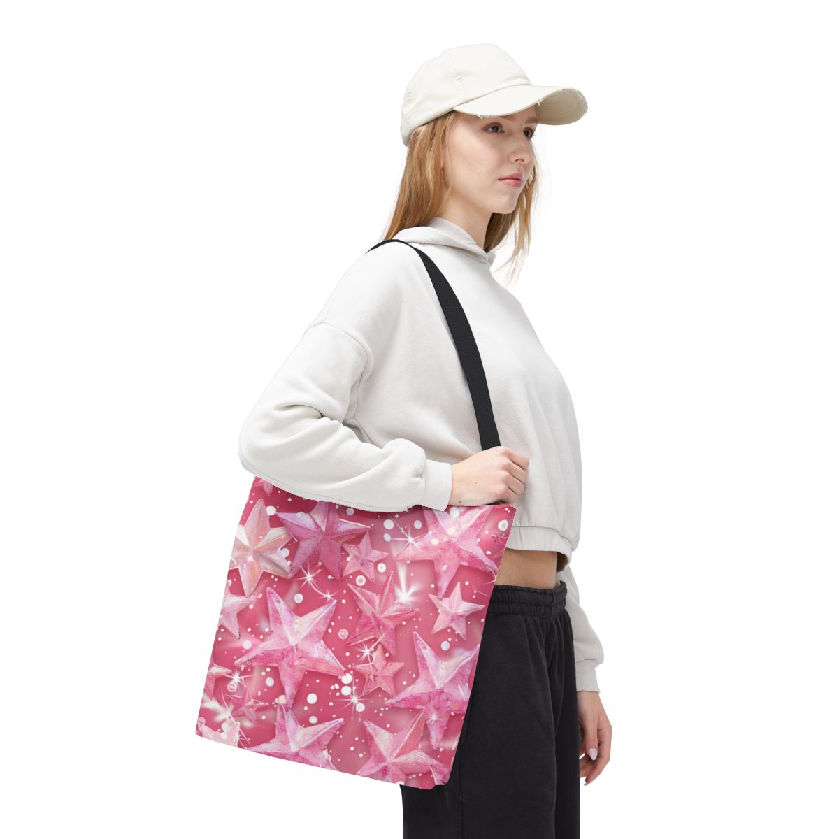 Pink Star Pattern Tote Bag for Casual Wear