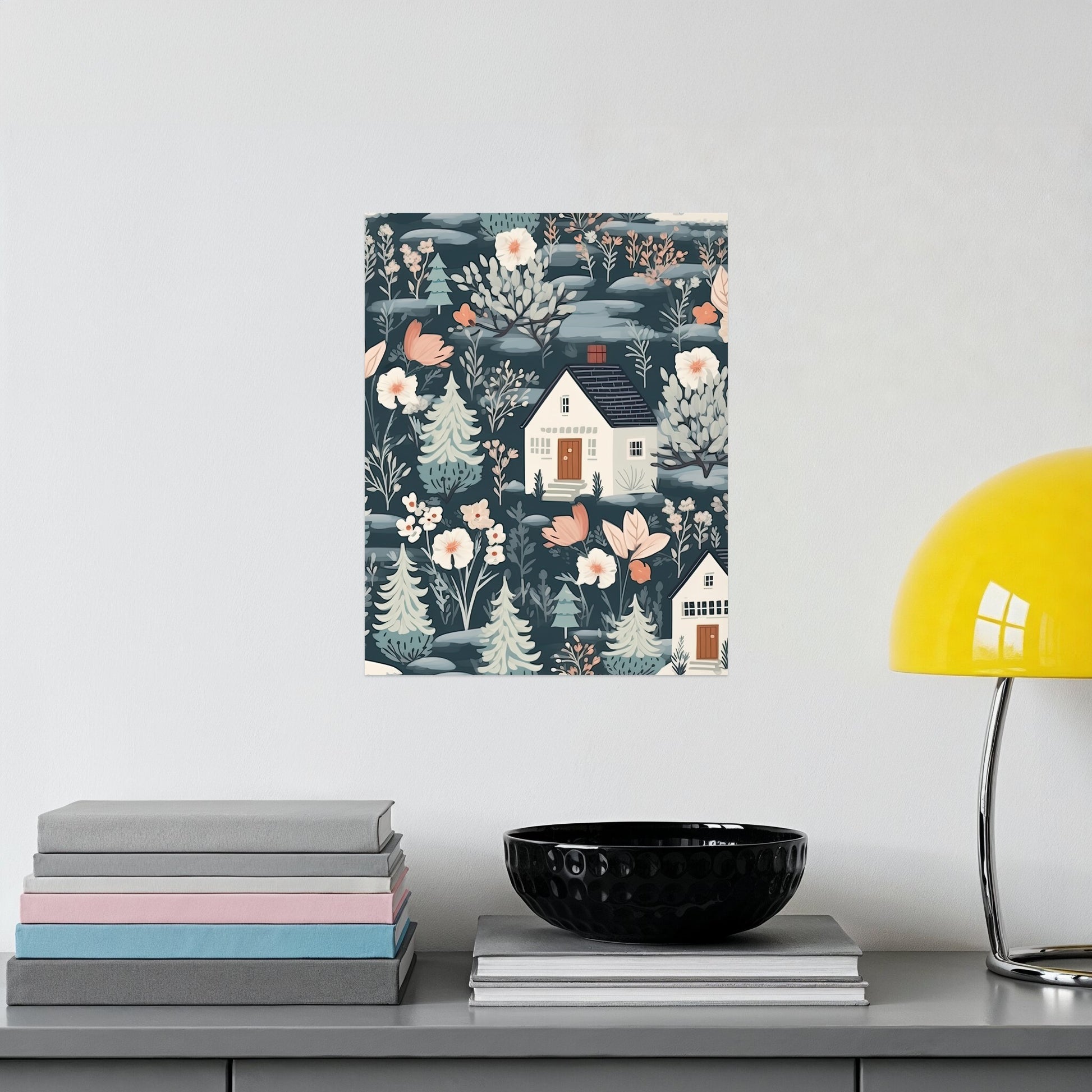 Whimsical Cottage Garden Illustrated Wall Art Decor