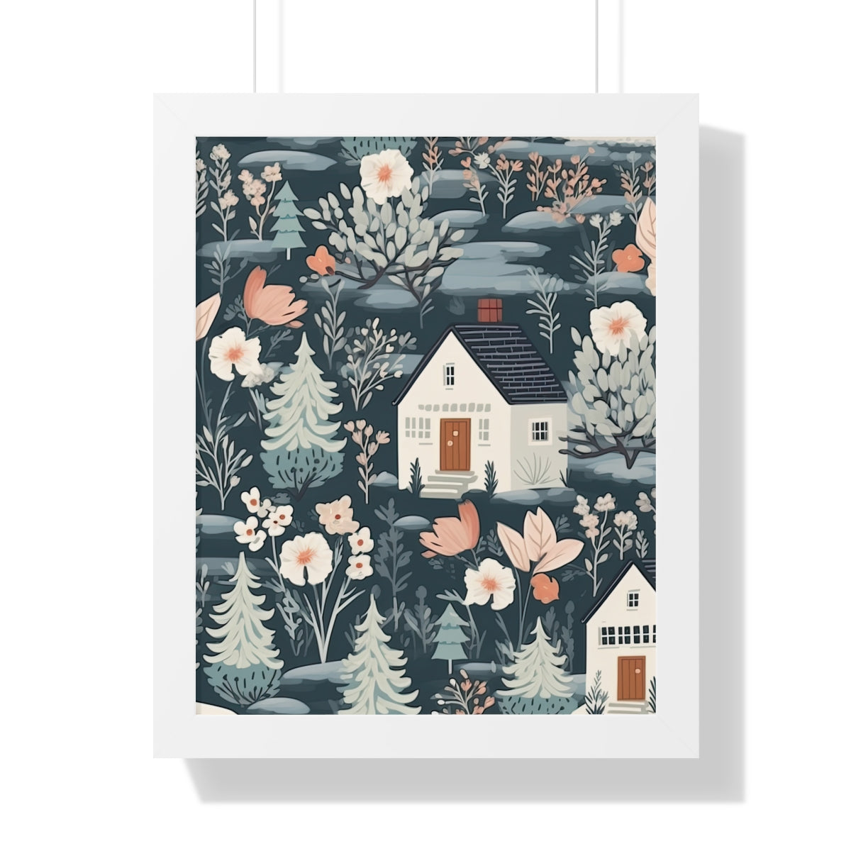 Tranquil Cottage in Floral Wilderness Art Print