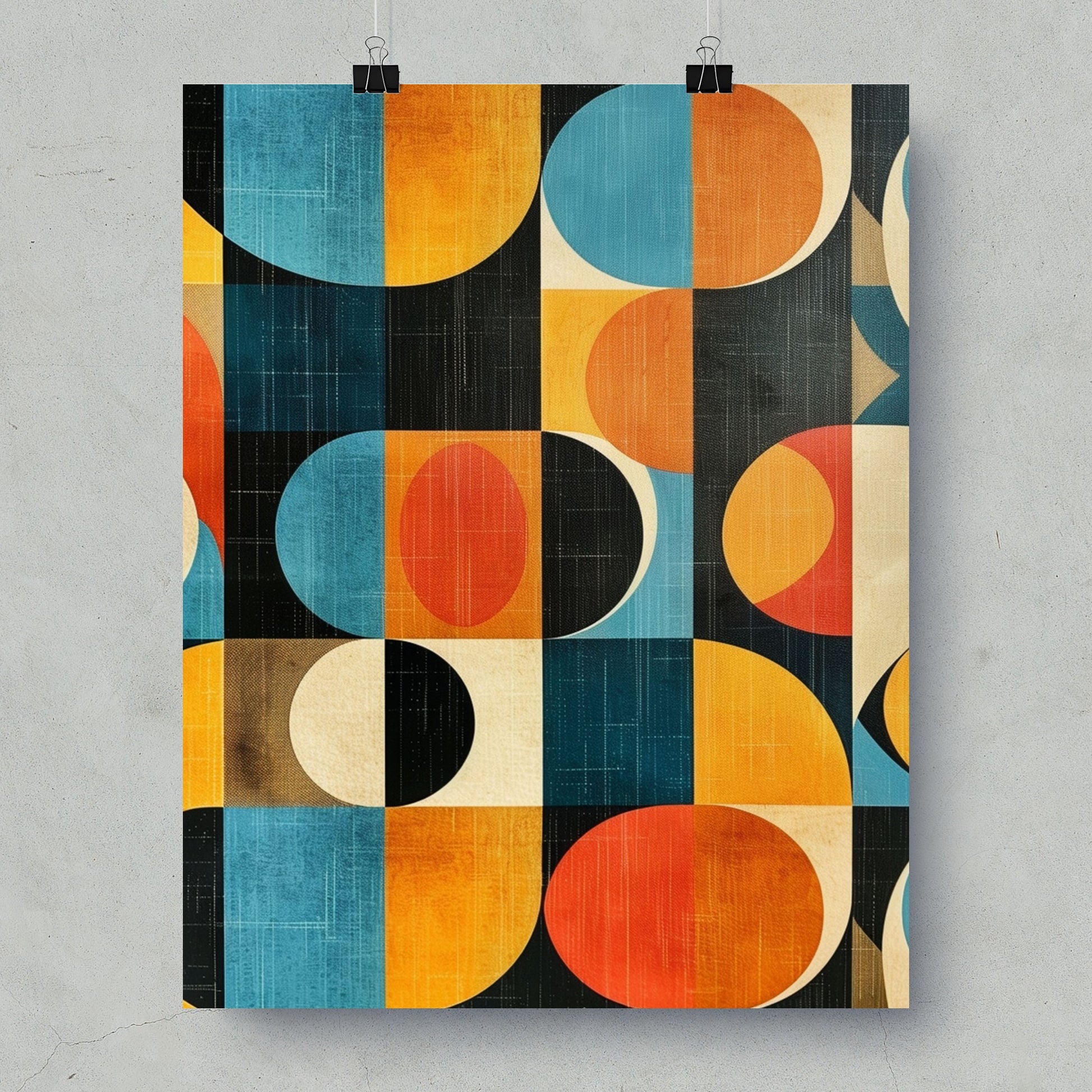 Vibrant Retro Circles Geometric Wall Art Decor Poster