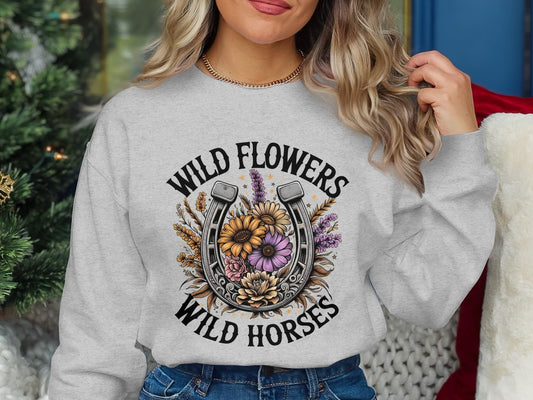 Wild Flowers Wild Horses Graphic Sweatshirt product