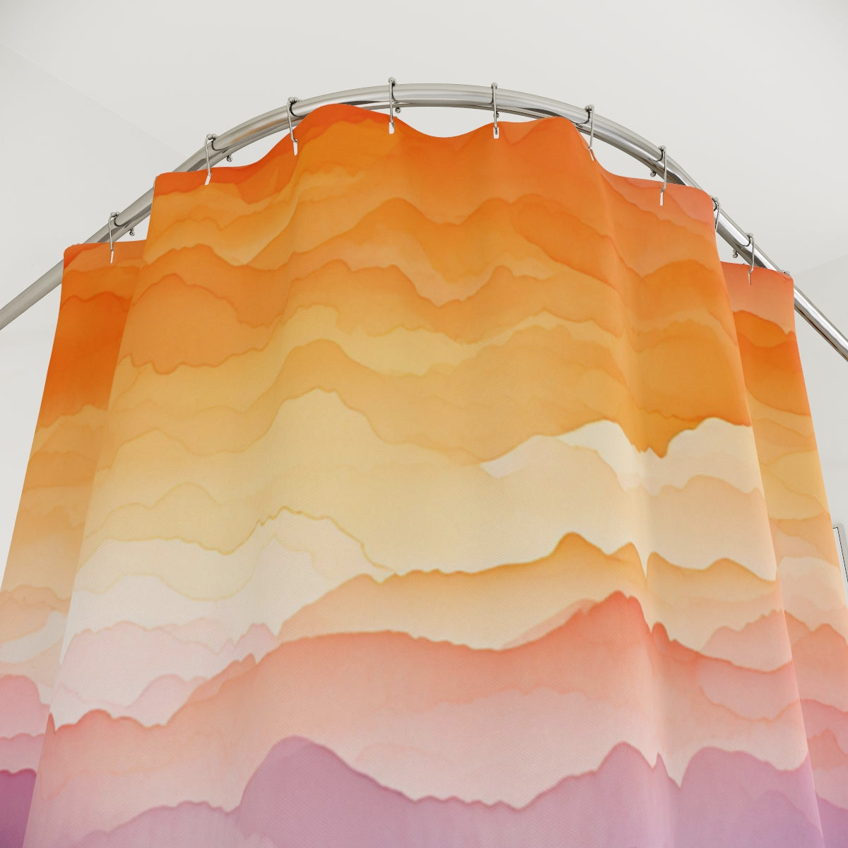 Sunset Gradient Artistic Wave Pattern Shower Curtain