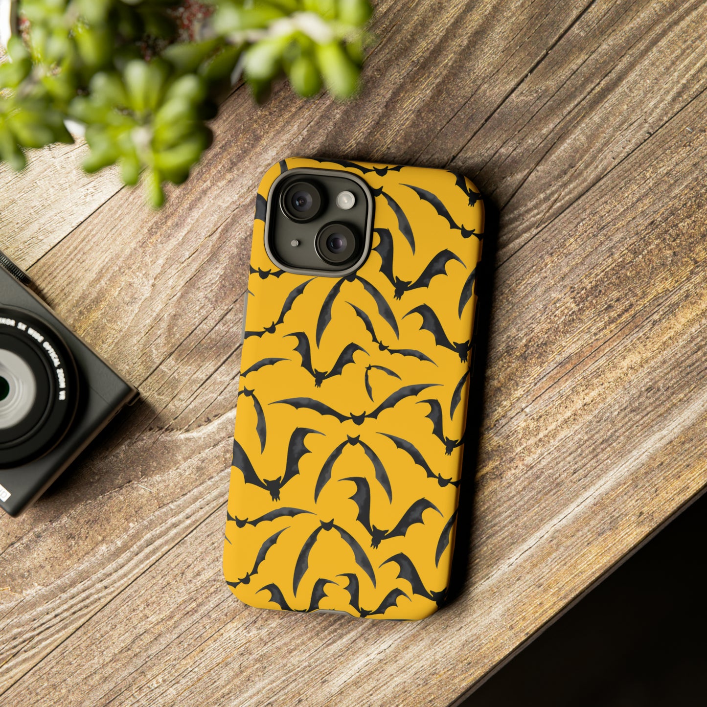 Bat Phone Case, iPhone 15 Case, Cute Glossy Halloween Goth Phone Case