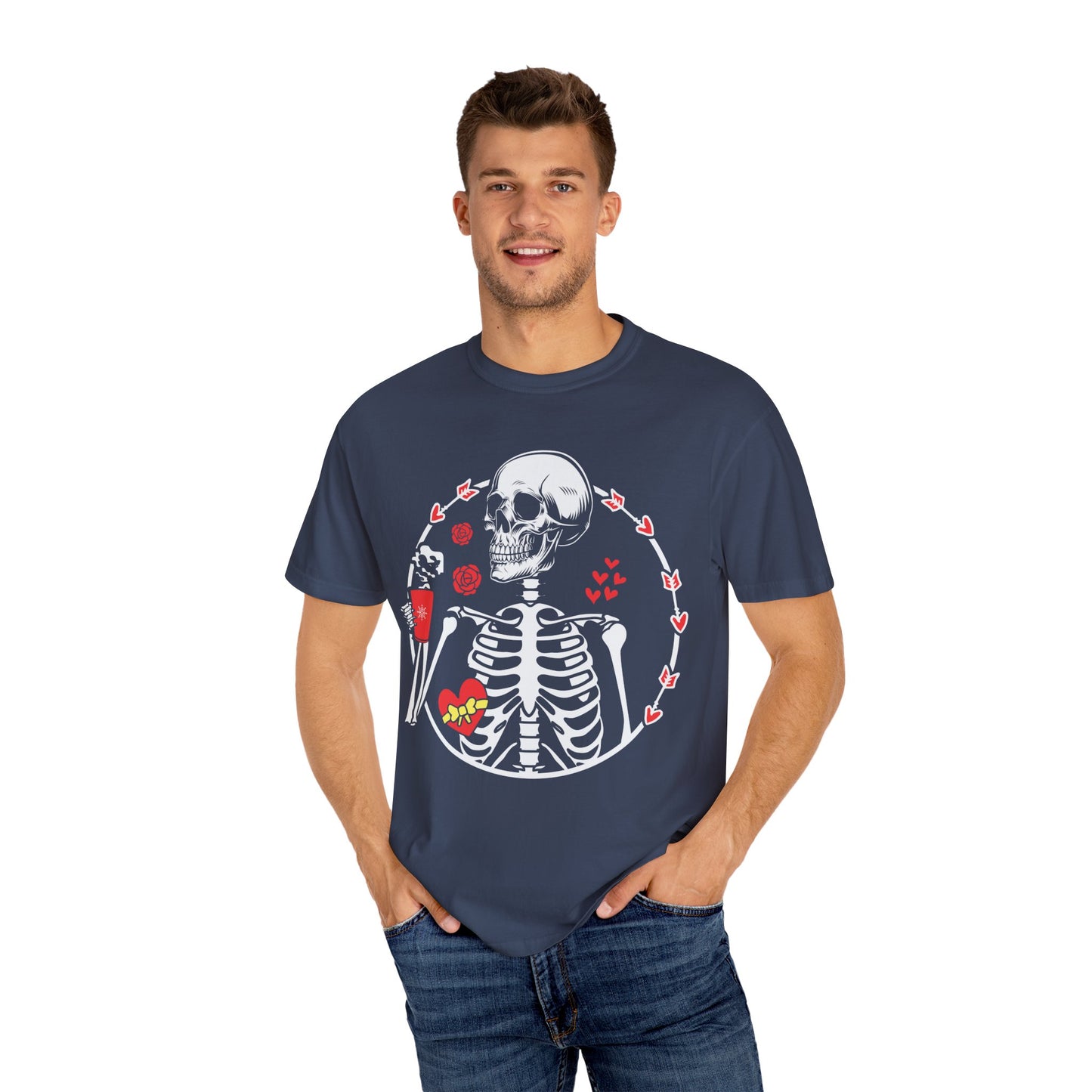 skeleton drinking coffee shirt goth valentine shirt