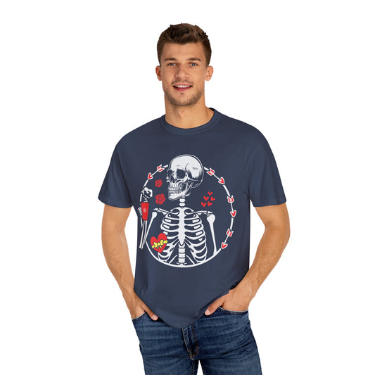 skeleton drinking coffee shirt goth valentine shirt