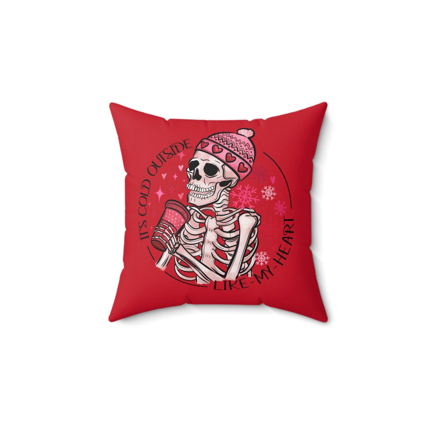 Valentine Skeleton Throw Pillow, Coffee Skeleton Red Throw Pillow Cover, Pillow for Couch,